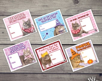INSTANT DOWNLOAD- Cat Valentine's Day Cards