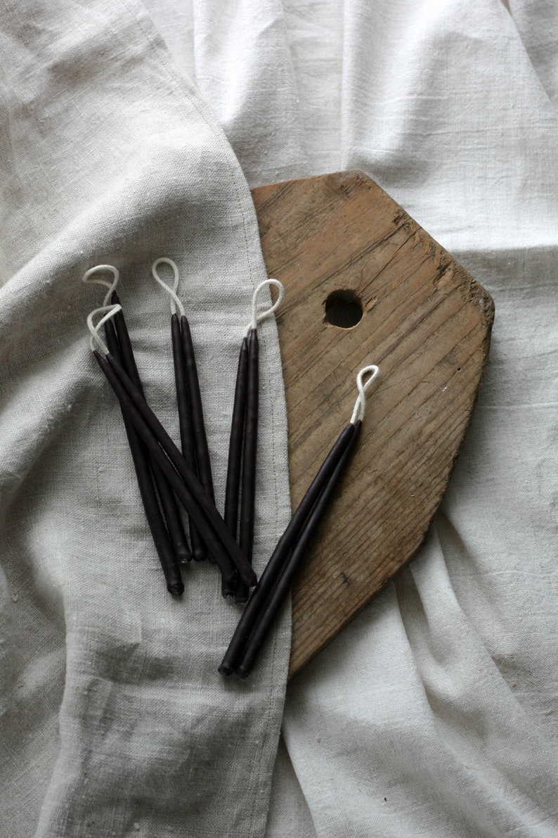 Hand Dipped Candles Black Birthday Candles Thin Candles Etsy