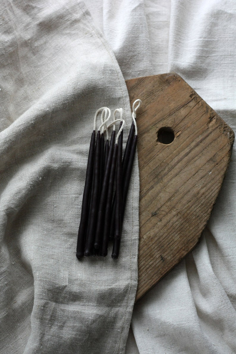 Hand Dipped Candles Black Birthday Candles Thin Candles Etsy