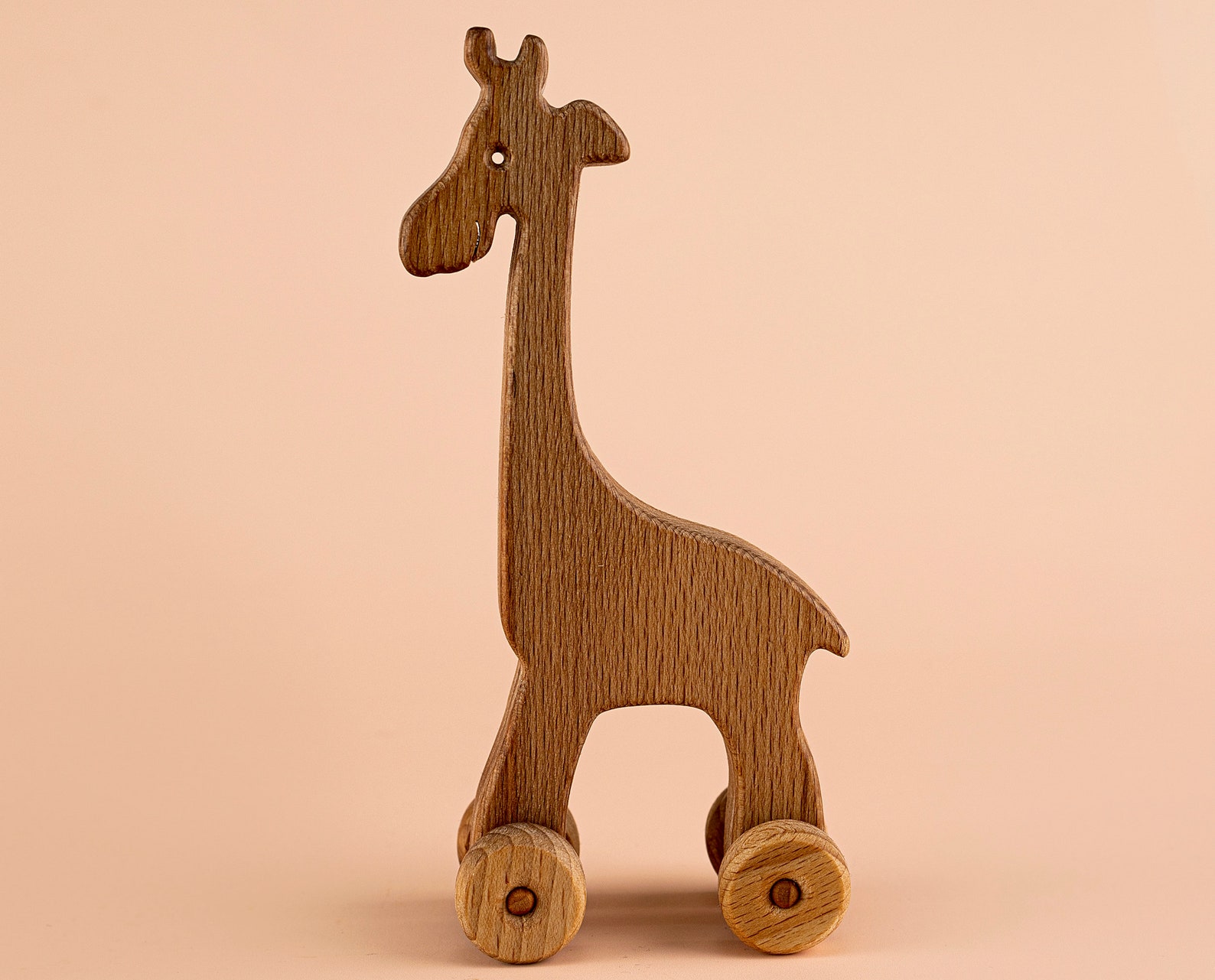 Wooden toy animals on wheels Toddler push toys Wooden push Etsy