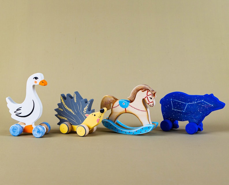 Wooden toy animals on wheels | Wooden push toy animals | Montess Wooden toy animals on wheels | Wooden push toy animals | Montess