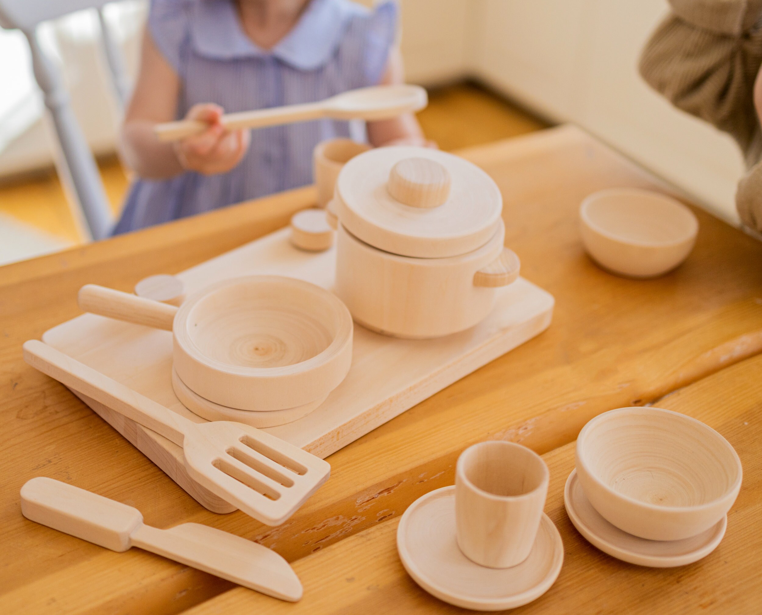 Play kitchen set Wooden dishes set Wooden play food Wooden | Etsy