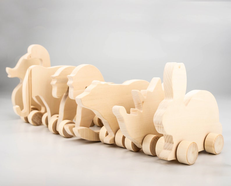Wooden animal toys on wheels 4363'' 1116cm Etsy