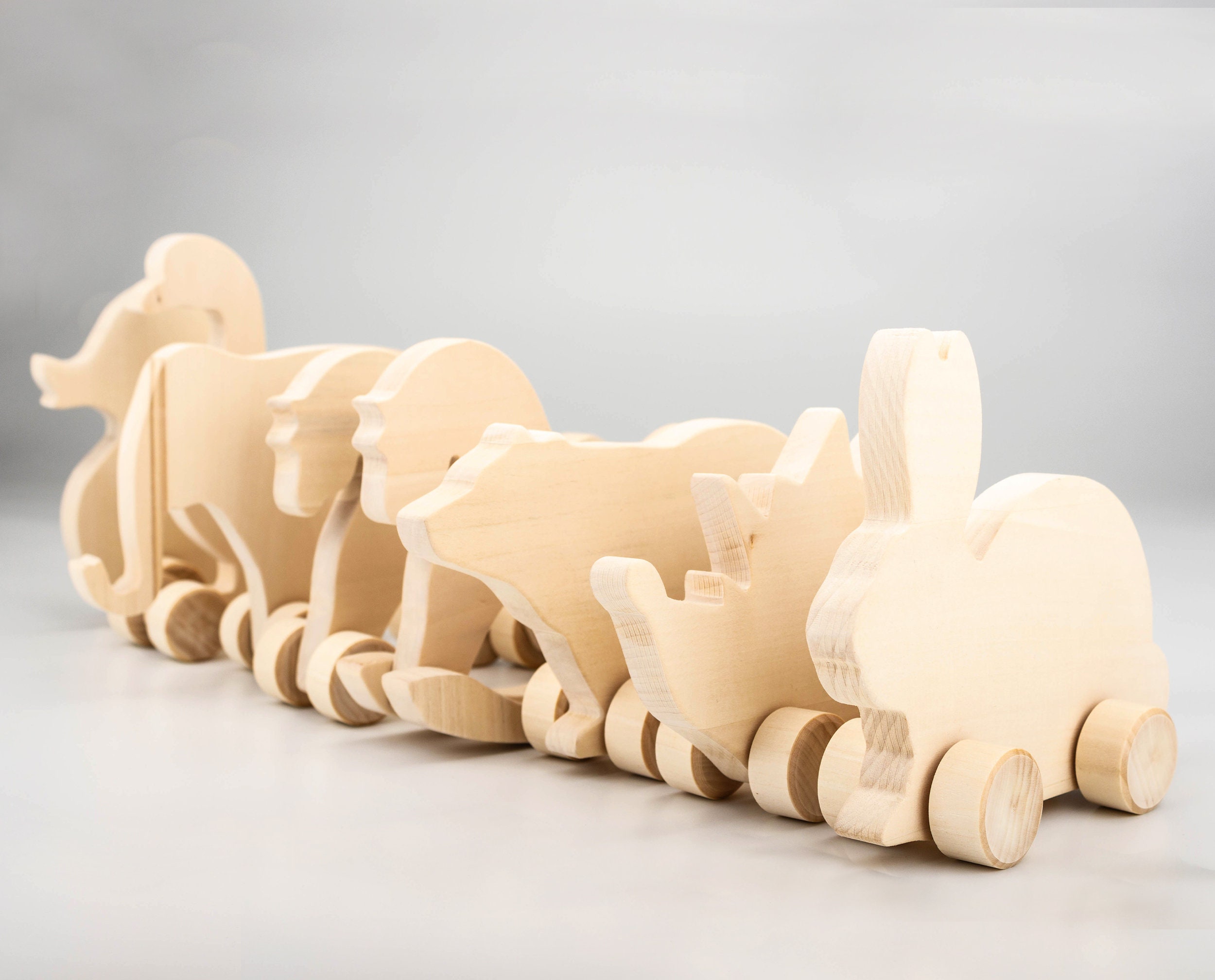 Wooden animal toys on wheels 4363'' 1116cm Etsy