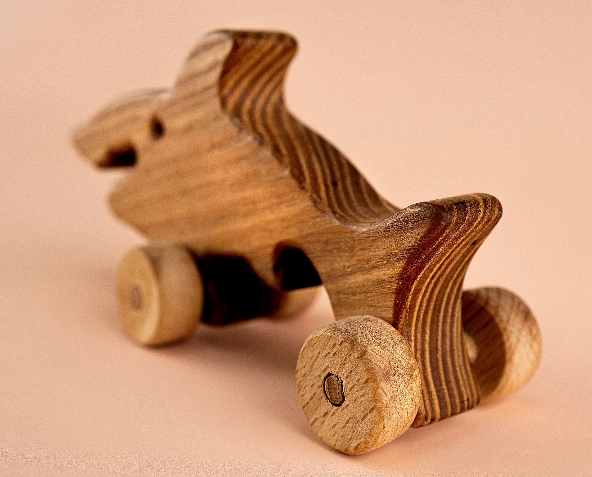 Wooden animals on wheels Wooden toy shark Wooden push toy Etsy