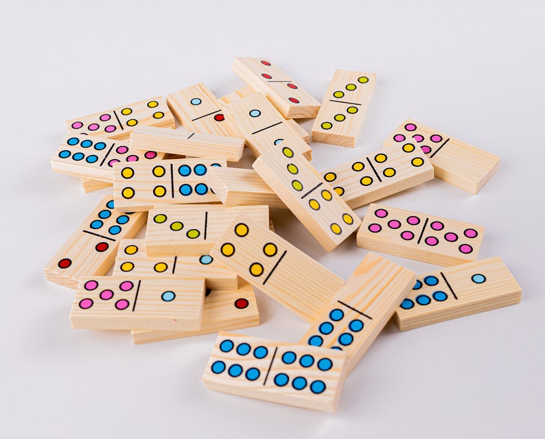 Toneelschrijver salon spijsvertering Domino set Kinderen dominoën spel Houten domino spelletjes | Etsy