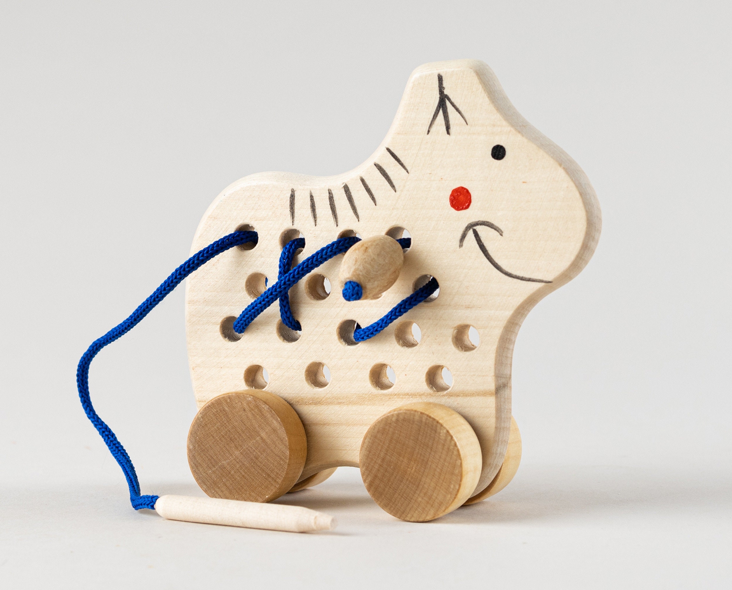 Wood Lacing Toy Lacing Toy Cow Threading Toy Wooden Cow Etsy