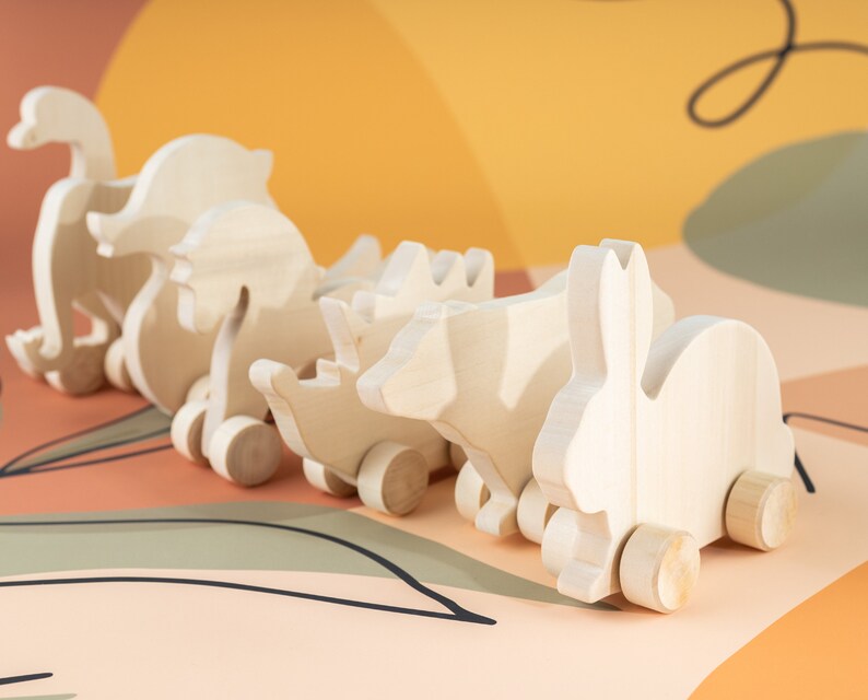 Wooden animal toys on wheels 4363'' 1116cm Etsy