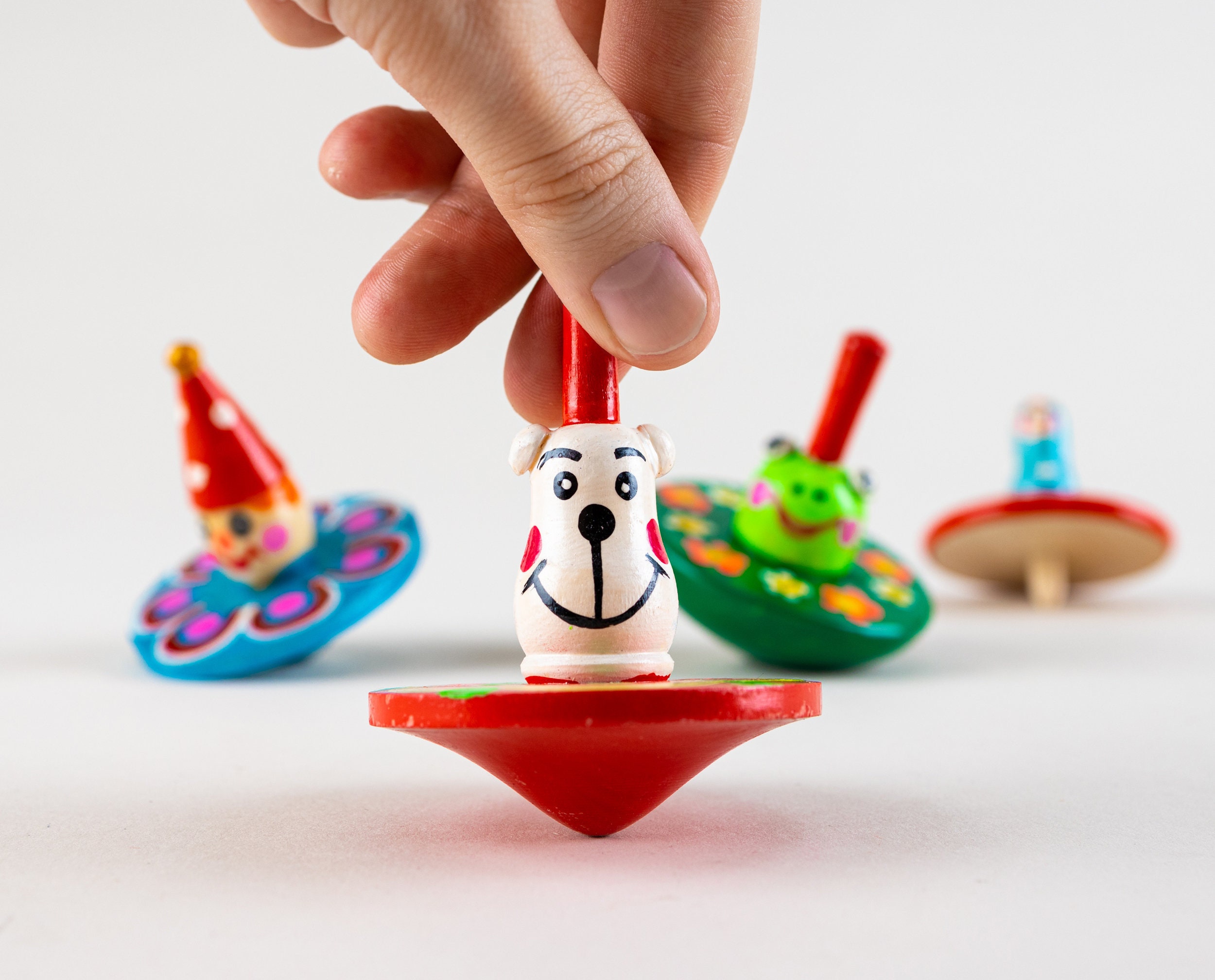 Peg Top 3 Sets of Wooden Spinning Tops Montessori Baby Etsy