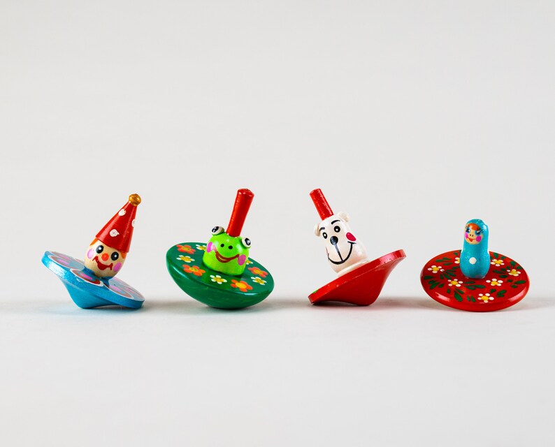 Peg Top 3 Sets of Wooden Spinning Tops Montessori Baby Etsy