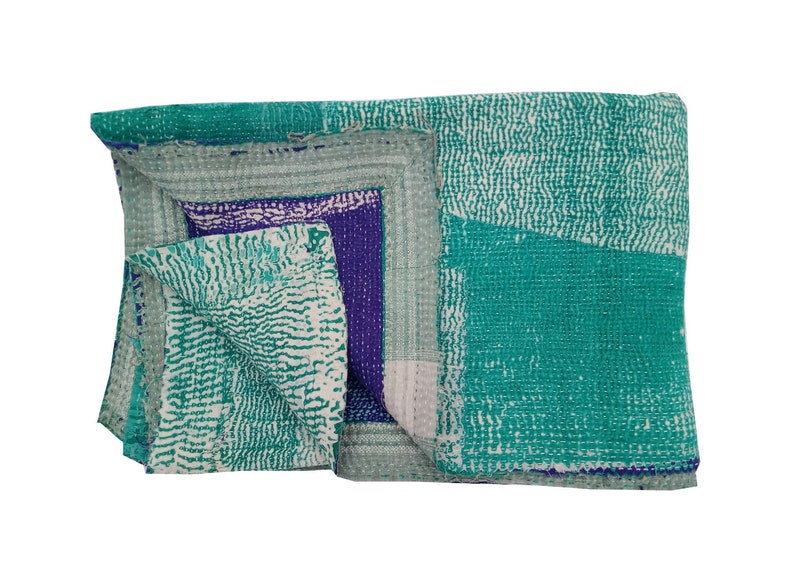 Amazing Vintage Kantha Baby Quilt 43 x 75 Inches Bohemian Baby Bedding Reversible Baby Blanket Handmade Baby Shower Room Decor Gift