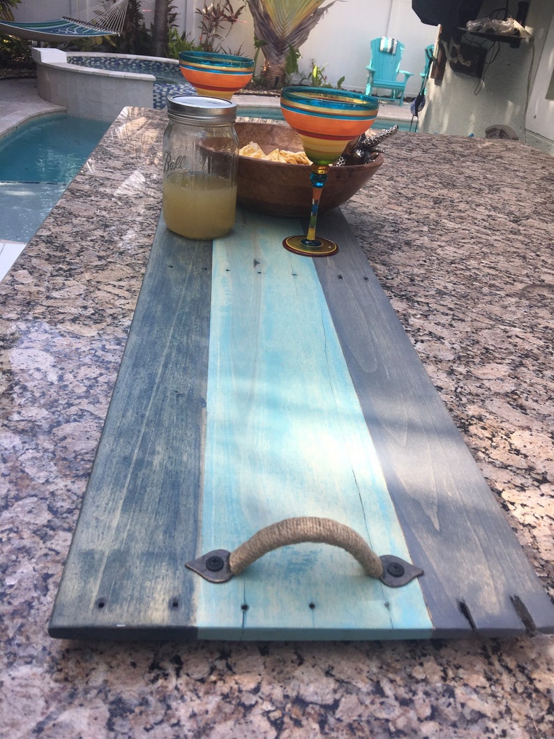 Henna handled cheese board, charcuterie, serving tray or soaker tub tray. image 5