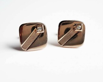 Mid 20th Century Gents Retro Jewellery Accessory 1950s 1960s Gold Tone Metal /& Pearlised Grey Acrylic Oval Centres Vintage Mens Cufflinks