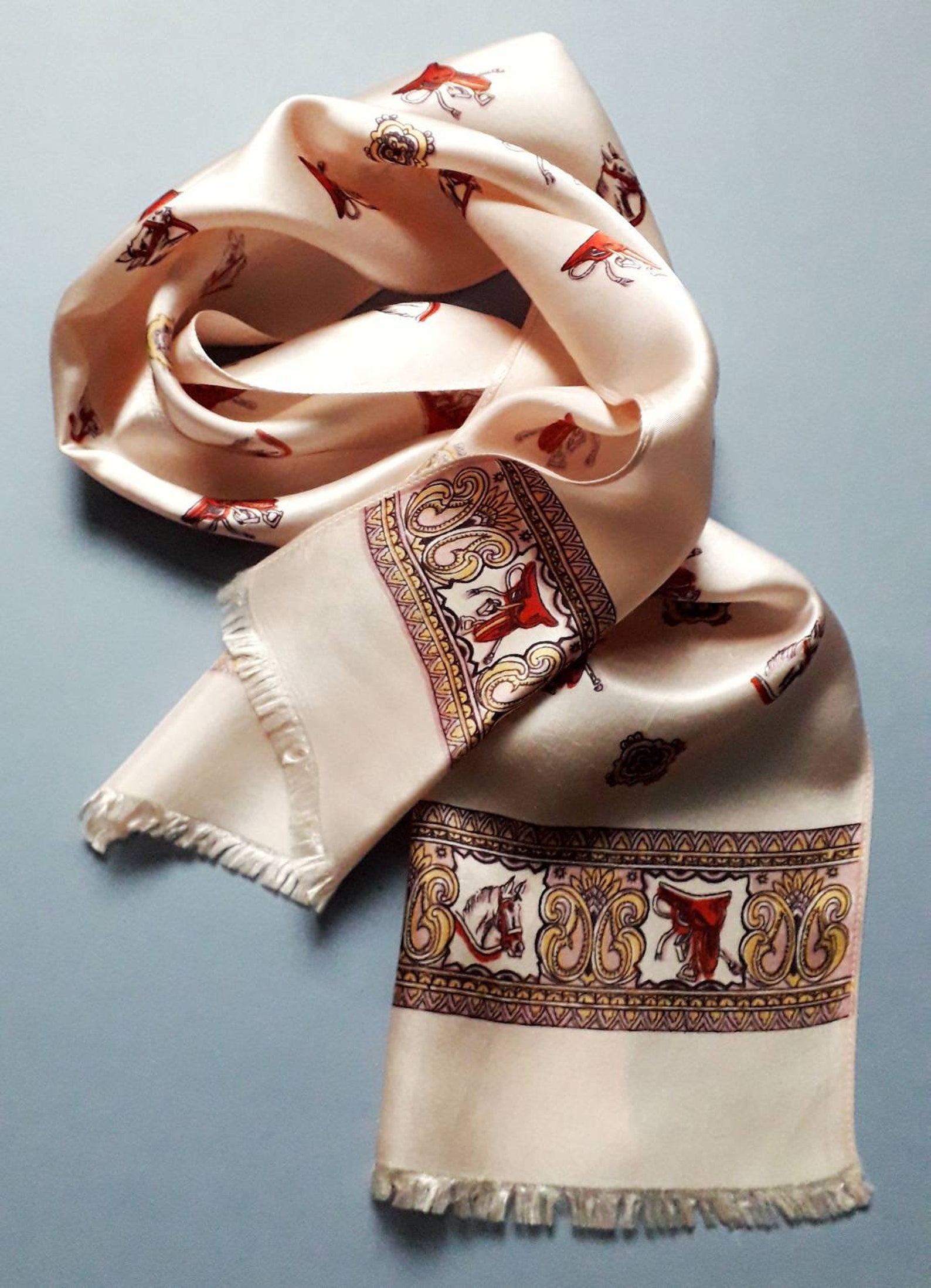 Ladies Cravat Style Scarf You Choose from 3 Designs Blue