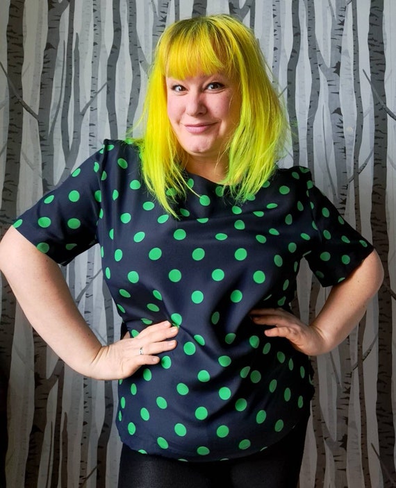 Vintage green spotty short sleeved top by Jacques 