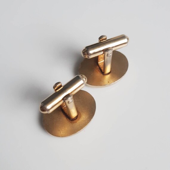 1970s gold tone vintage mens cufflinks. Oval shap… - image 4