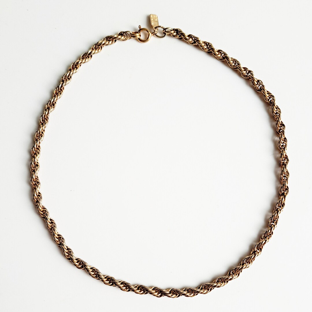 1970s Vintage Gold Plated Twisted Rope Chain Necklace. Etsy
