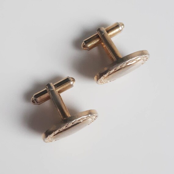 1970s gold tone vintage mens cufflinks. Oval shap… - image 6
