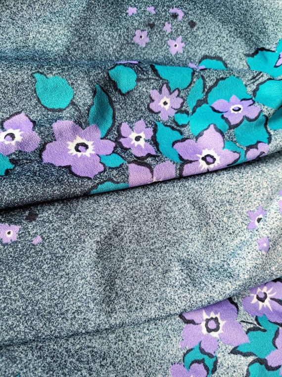 Gorgeous Purple and Blue Floral 70s 80s Dress. Vintage Plussize