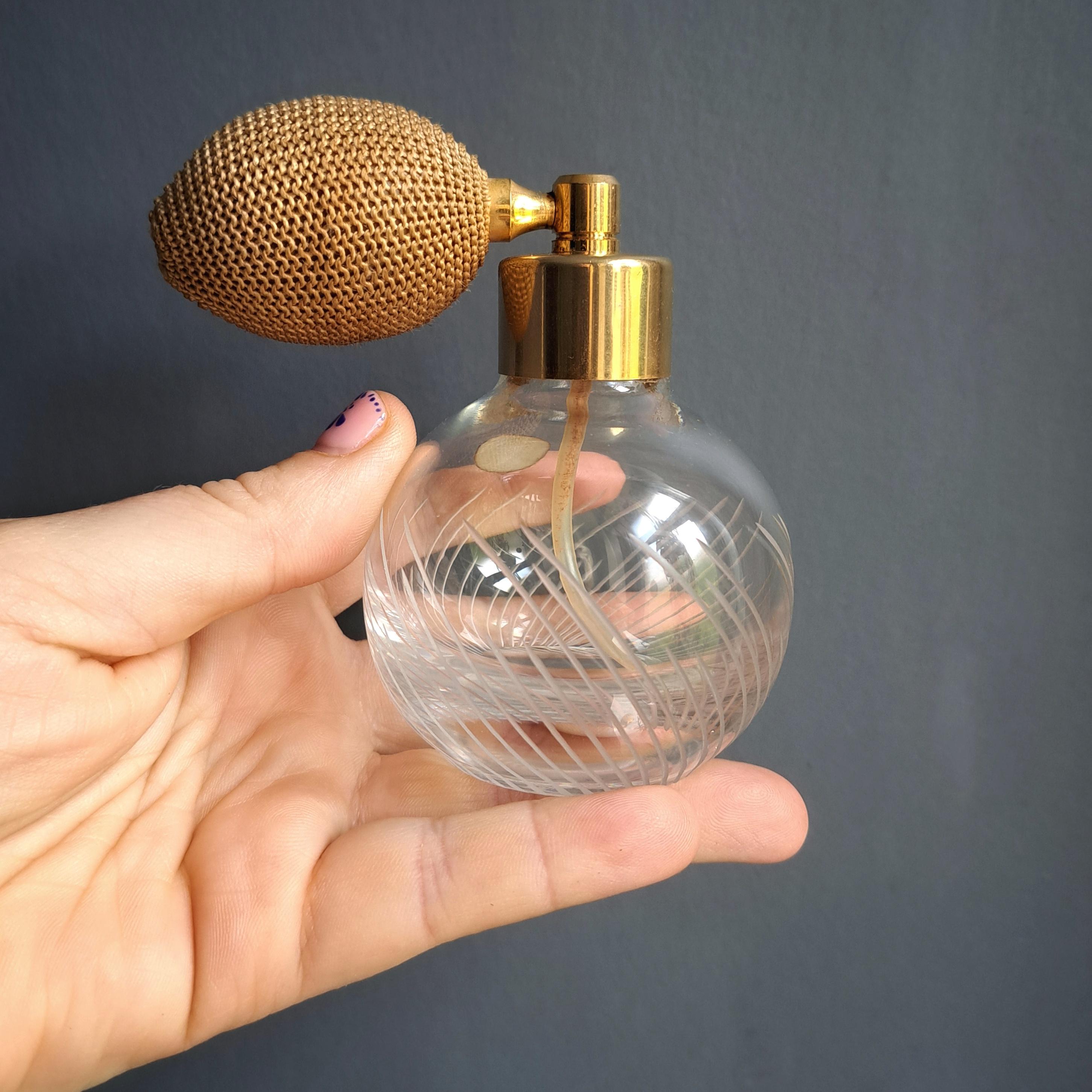 Vintage 1970s Lead Crystal Perfume Atomizer: Hand Cut Italian