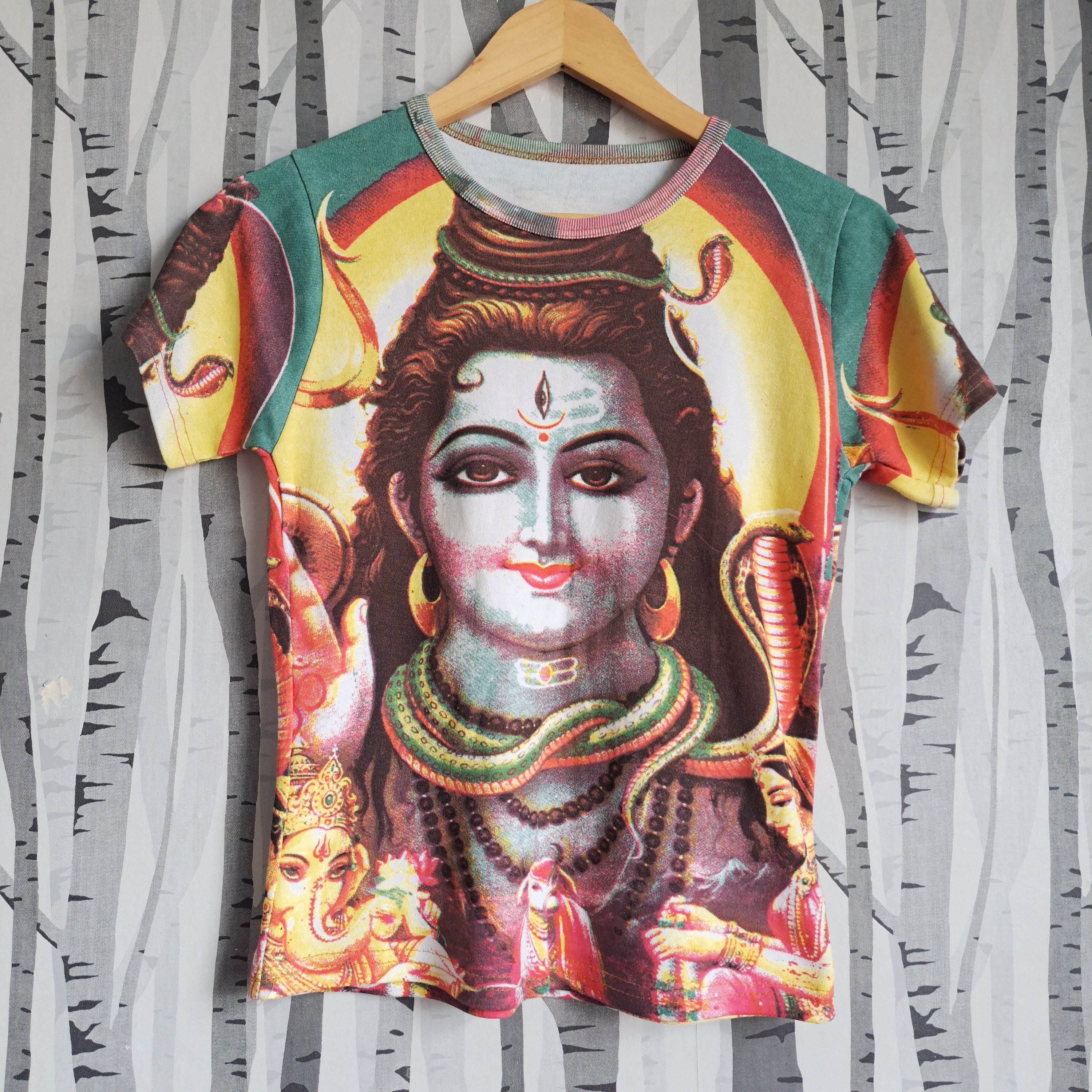 SHIVA出品 Vintage 1990s Lord Shiva Full Print Multicoloured Cotton Stretch