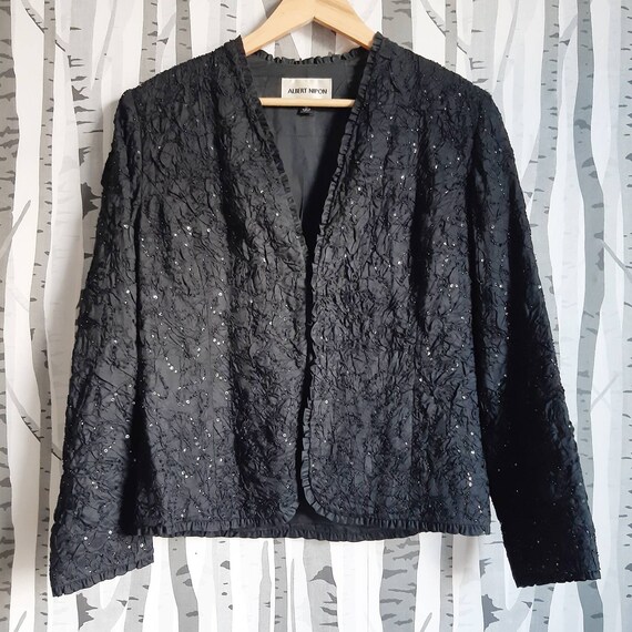 Fabulous black crushed fabric trophy jacket.  198… - image 6