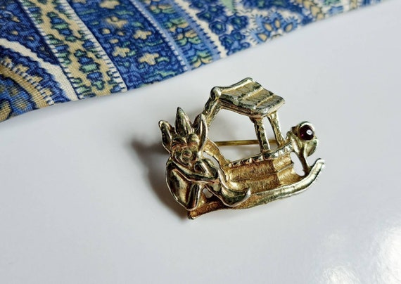 Good Luck! Lucky 30s vintage pixie brooch. Pewter… - image 3