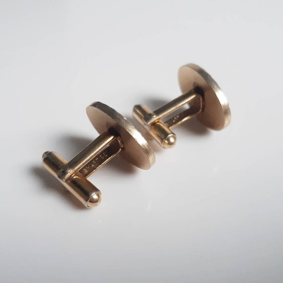 1970s gold tone vintage mens cufflinks. Oval shap… - image 5