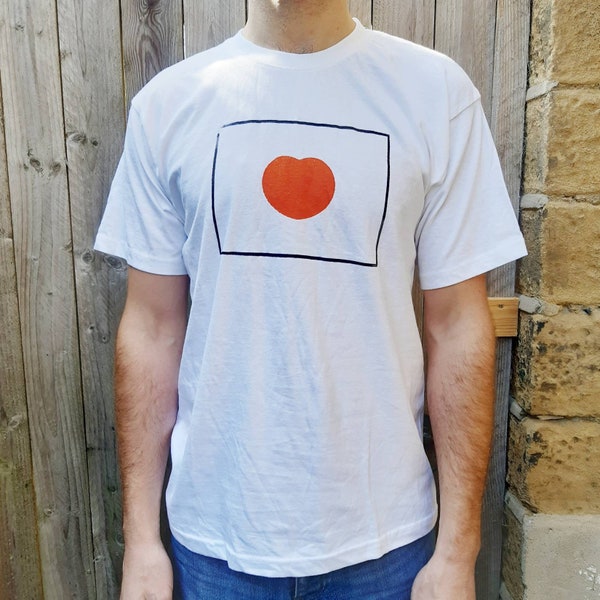 Vintage tourist cotton t-shirt. Vintage 90s I love Japan tee with an image of the Japanese flag with a heart. Unisex Medium.