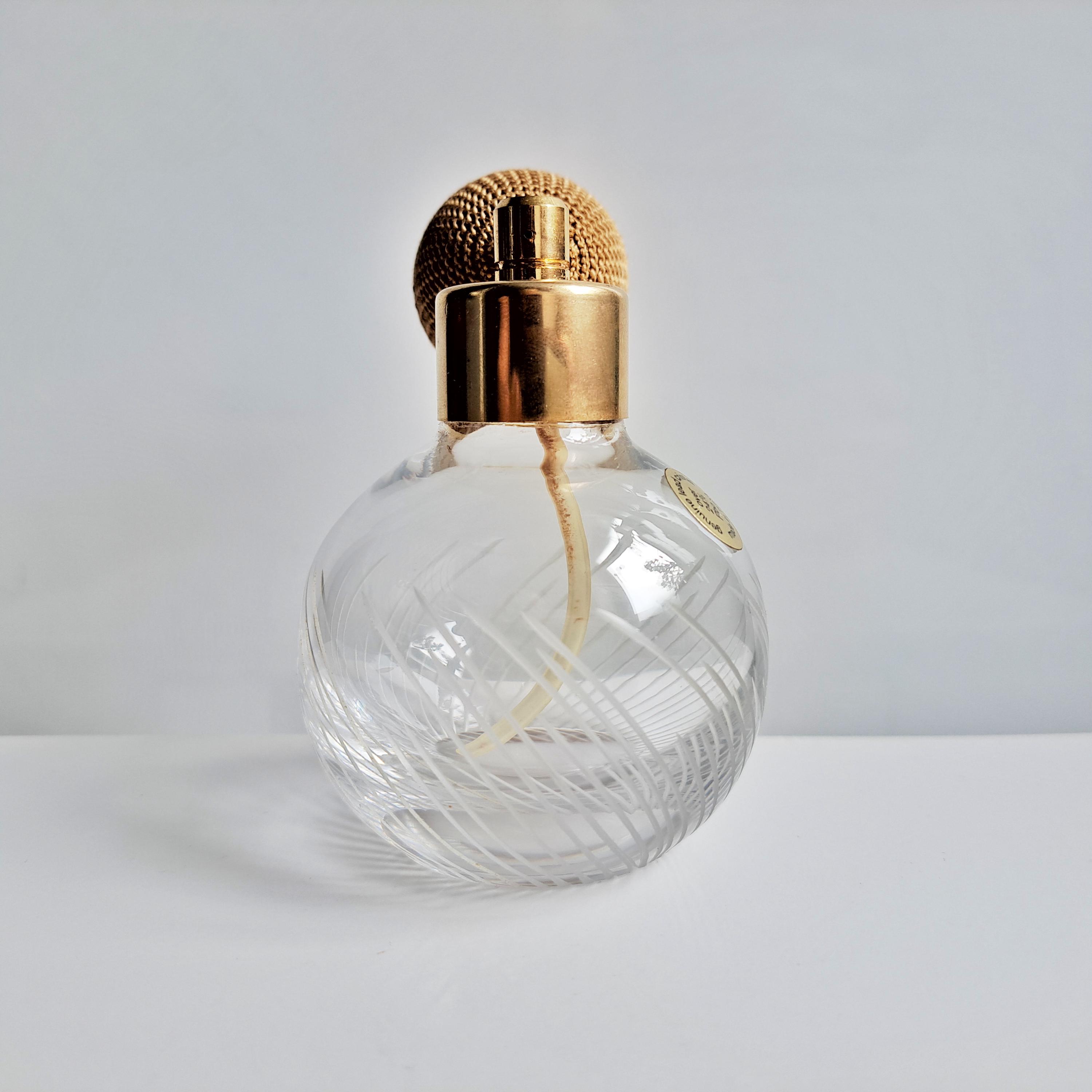 Vintage 1970s Lead Crystal Perfume Atomizer: Hand Cut Italian