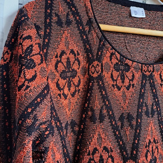 Sparkly vintage 1990s sweater in rusty orange and… - image 5