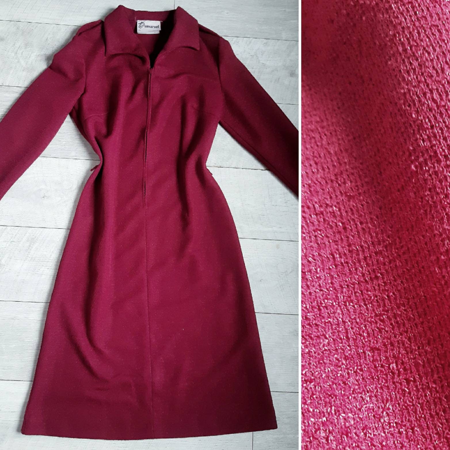 Groovy 1970s Vintage Zip up Wine Red Day Dress. Collared Retro - Etsy UK