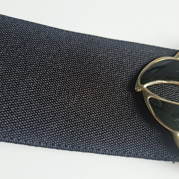 Vintage black 1980s chunky elasticated belt with … - image 8
