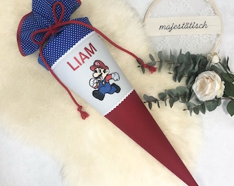 School cone "Liam/Mario" made of fabric, candy cone