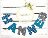 Namenskette, Buchstabengirlande petrol-grau