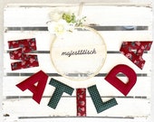 Namenskette, Buchstabengirlande rot-dunkelgrün