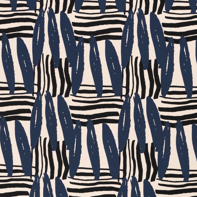 Jersey, Johanna, white, stripes longitudinal-transverse, blue image 1