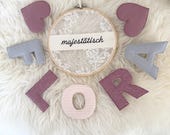 Namenskette, Buchstabengirlande altrosa-grau