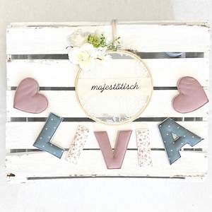 Collar con nombre, guirnalda de letras rosa viejo-blanco-menta
