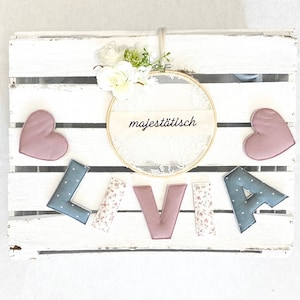 Name necklace, letter garland dusky pink-white-mint