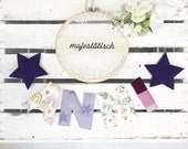 Namenskette, Buchstabengirlande lila-flieder-beige