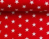 Baumwolle, rot, weiße Sterne, 1cm