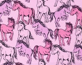 French Terry, Sommersweat, Free Horses by Steinbeck, Pferde rosa - pink