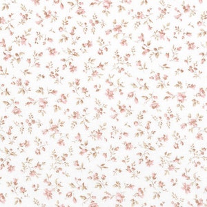 Cotton, Westphalian fabrics, Nottingham, white/old pink flowers