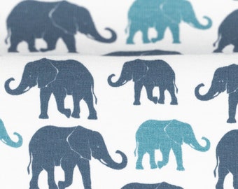 Jersey Theo, wit, blauw-turkoois olifanten