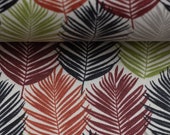 Coated cotton Leonie, palm leaves, red, green, blue