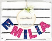 Name chain, letter garland blue-pink