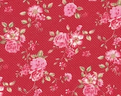 Cotton, Westphalian fabrics Rosenborg, red, flowers, white dotted