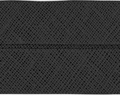 VENO cotton slanted ribbon, black, folded 60/30, width 3 cm, pre-folded from 6 cm to 3 cm
