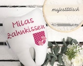 Zahnfeekissen pink, Zahnkissen mit Tasche und Stickerei